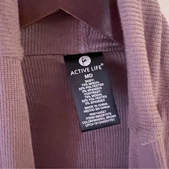 Active Life Mineral Brown Open Front Cardigan Long Length NEW Size Medium - Picture 5 of 10